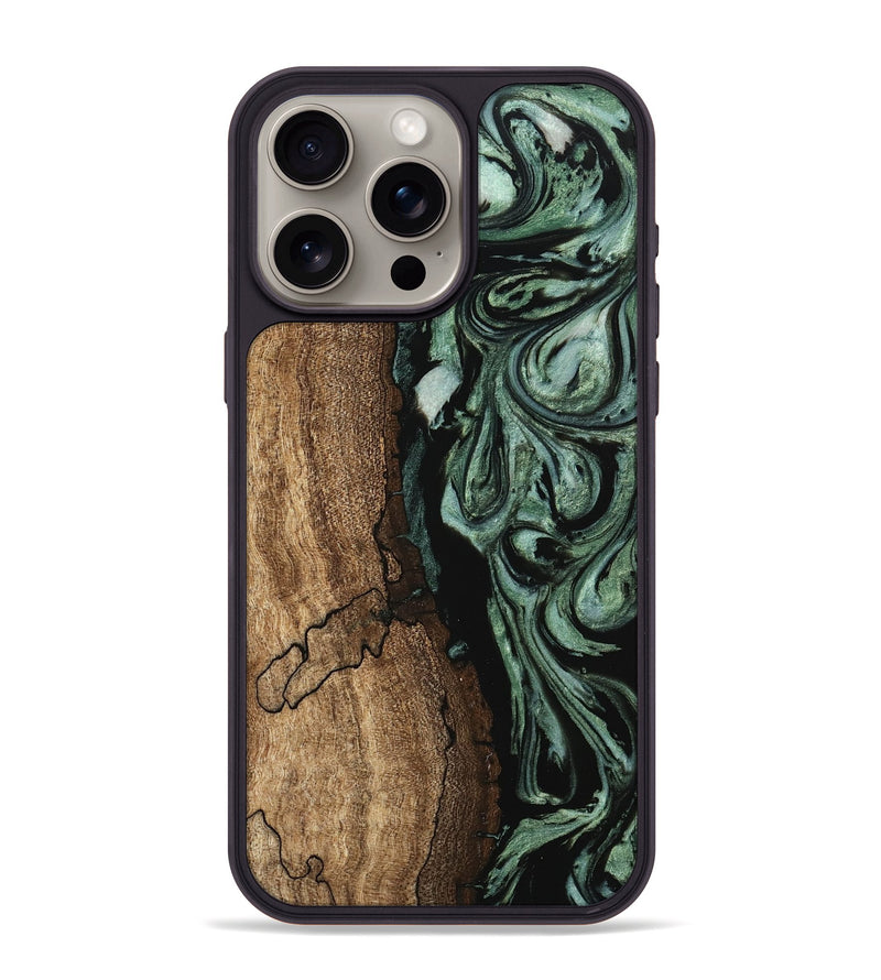 iPhone 15 Pro Max Wood Phone Case - Blaze (Green, 745805)