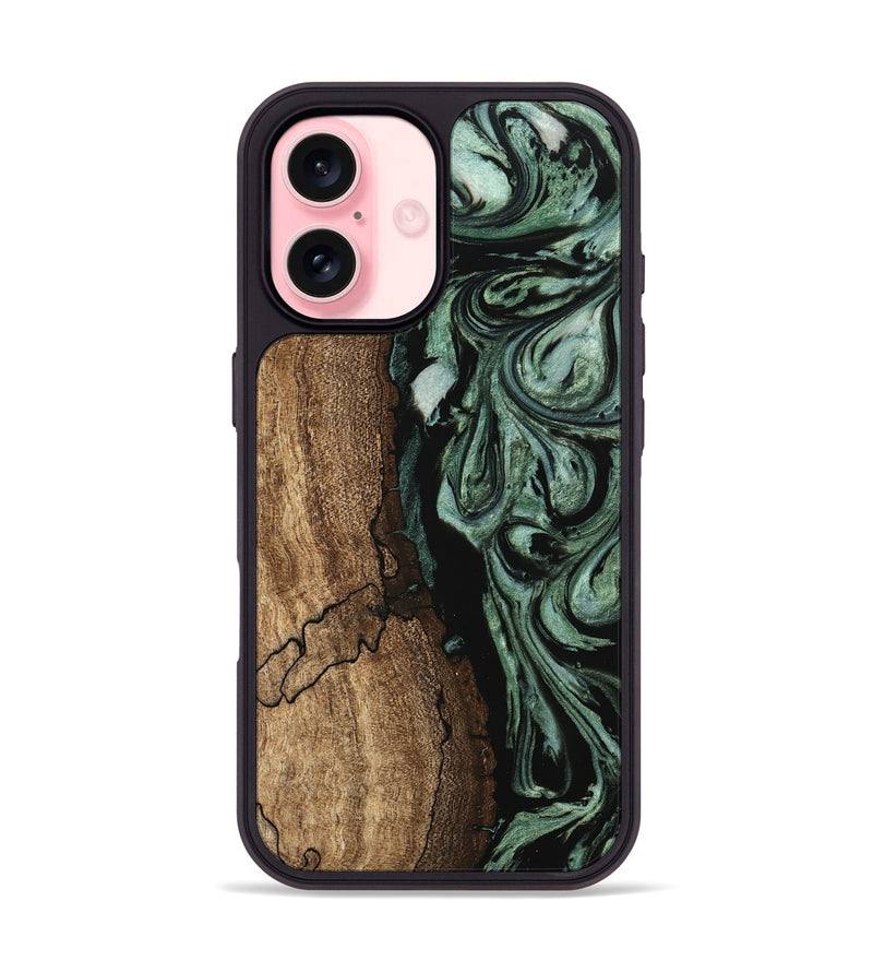 iPhone 16 Wood Phone Case - Blaze (Green, 745805)