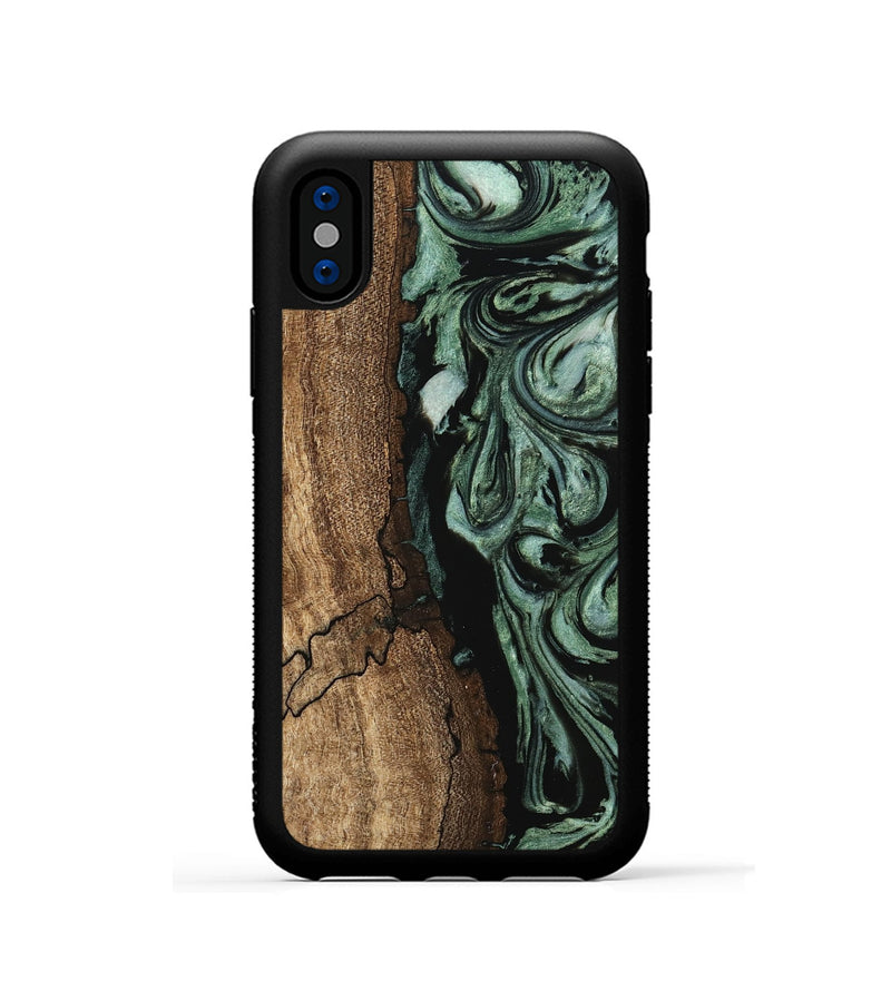 iPhone Xs Wood Phone Case - Blaze (Green, 745805)