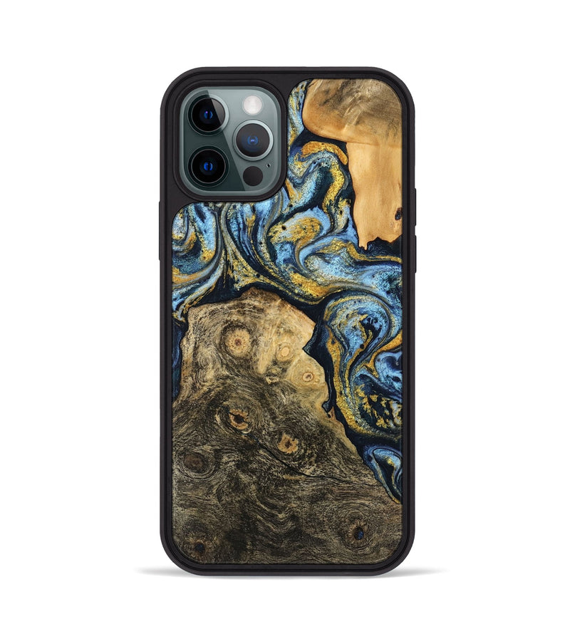 iPhone 12 Pro Wood Phone Case - Janiya (Teal & Gold, 745816)