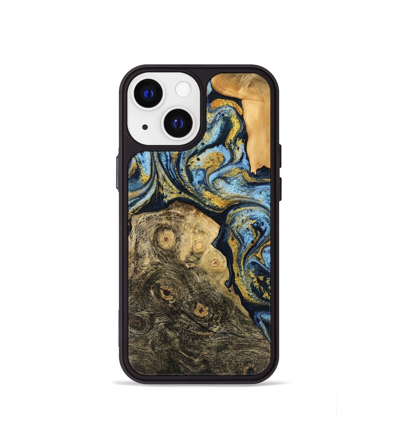 iPhone 13 mini Wood Phone Case - Janiya (Teal & Gold, 745816)