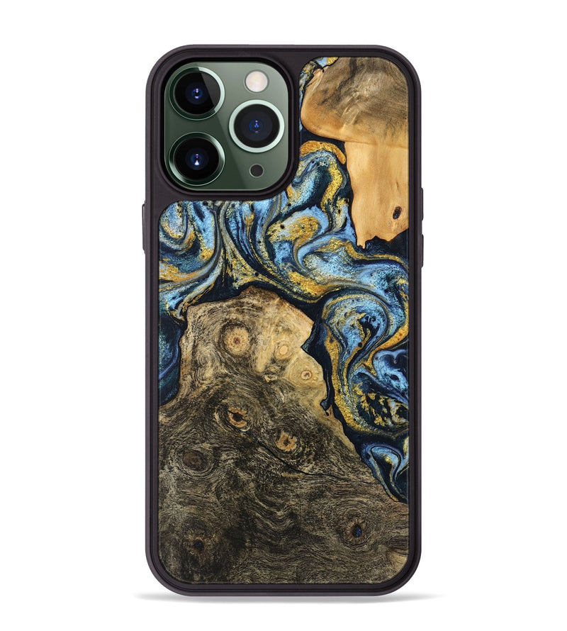 iPhone 13 Pro Max Wood Phone Case - Janiya (Teal & Gold, 745816)