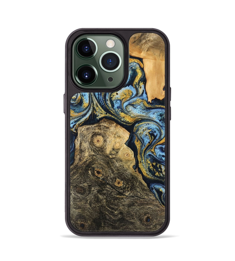 iPhone 13 Pro Wood Phone Case - Janiya (Teal & Gold, 745816)