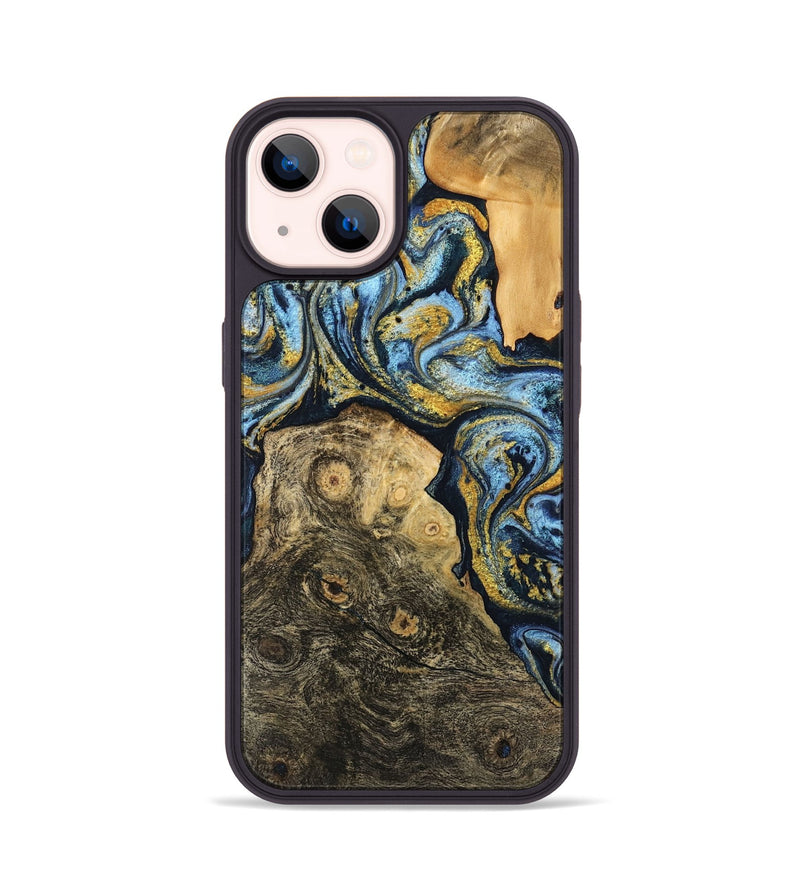 iPhone 14 Wood Phone Case - Janiya (Teal & Gold, 745816)