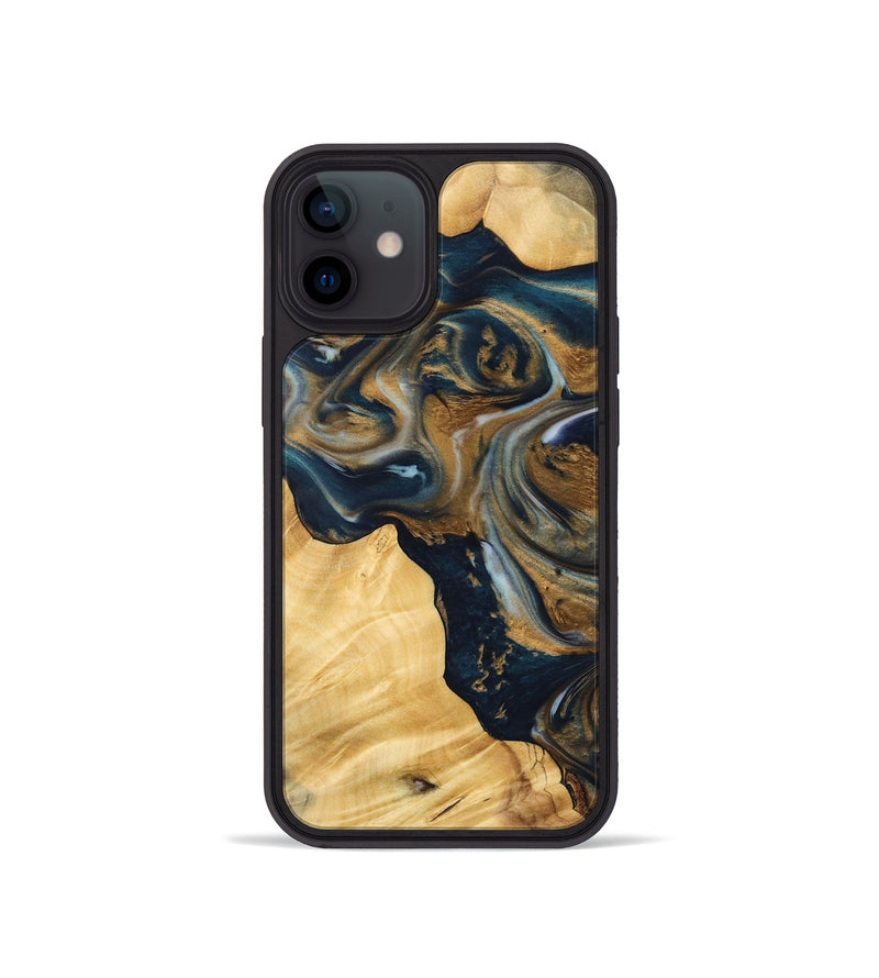 iPhone 12 mini Wood Phone Case - Manda (Teal & Gold, 745817)