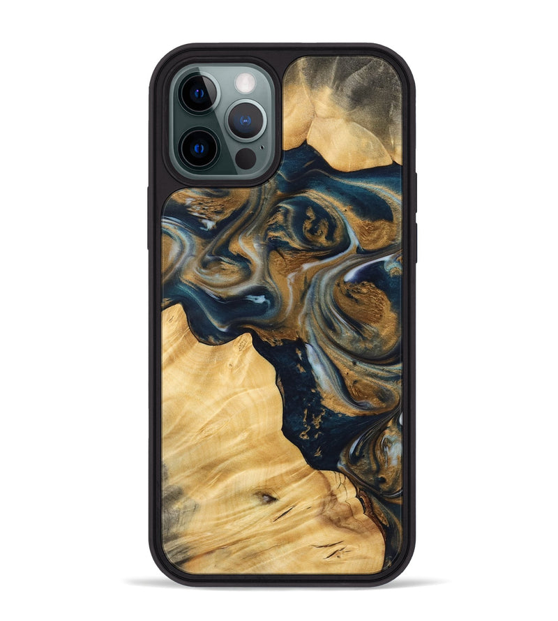 iPhone 12 Pro Max Wood Phone Case - Manda (Teal & Gold, 745817)