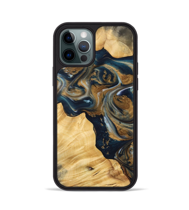 iPhone 12 Pro Wood Phone Case - Manda (Teal & Gold, 745817)