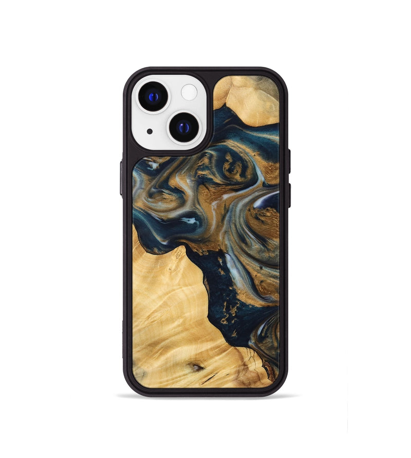 iPhone 13 mini Wood Phone Case - Manda (Teal & Gold, 745817)