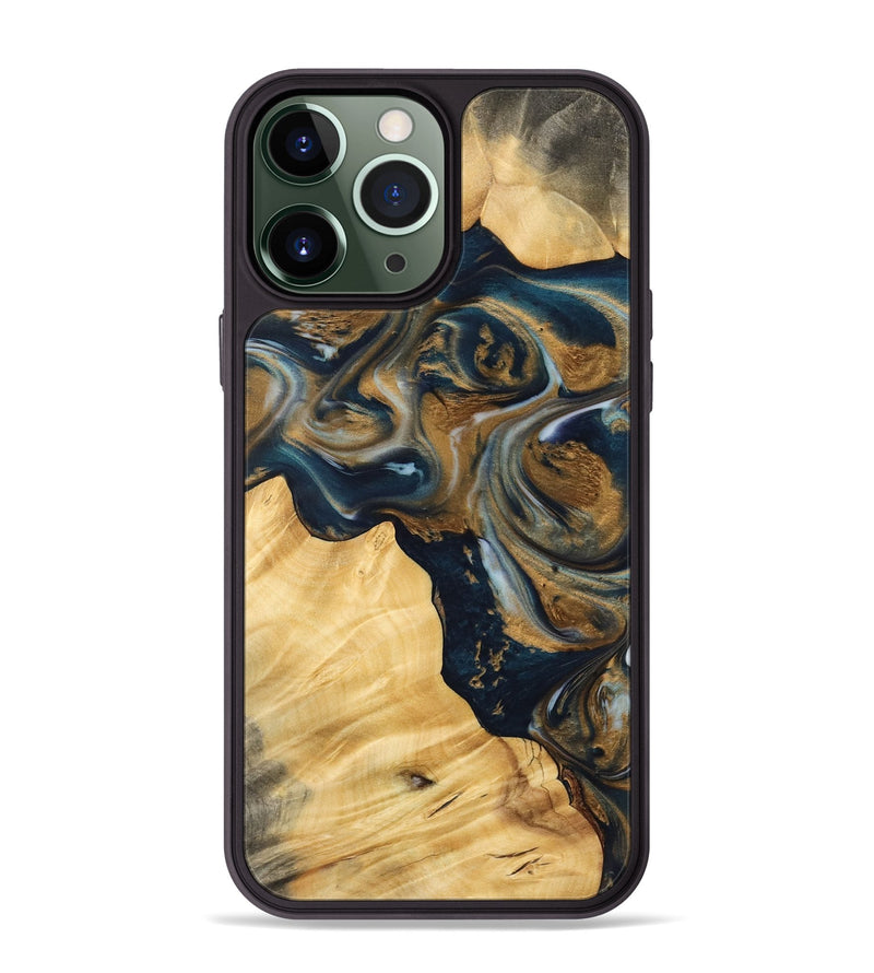 iPhone 13 Pro Max Wood Phone Case - Manda (Teal & Gold, 745817)