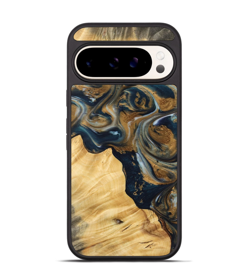 Pixel 9 Wood Phone Case - Manda (Teal & Gold, 745817)