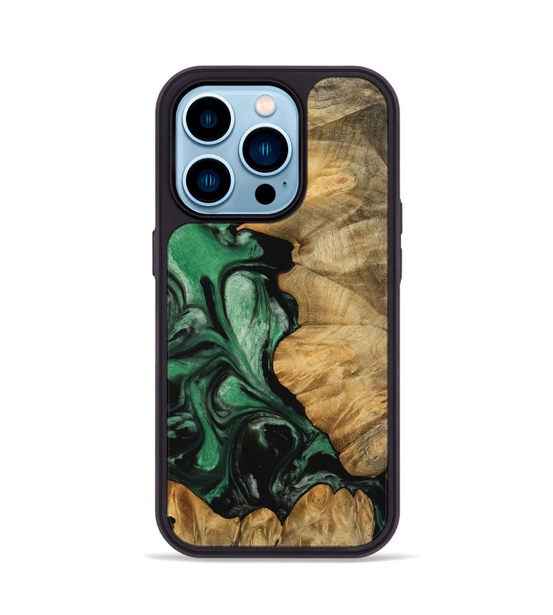 iPhone 14 Pro Wood Phone Case - Anders (Green, 745827)