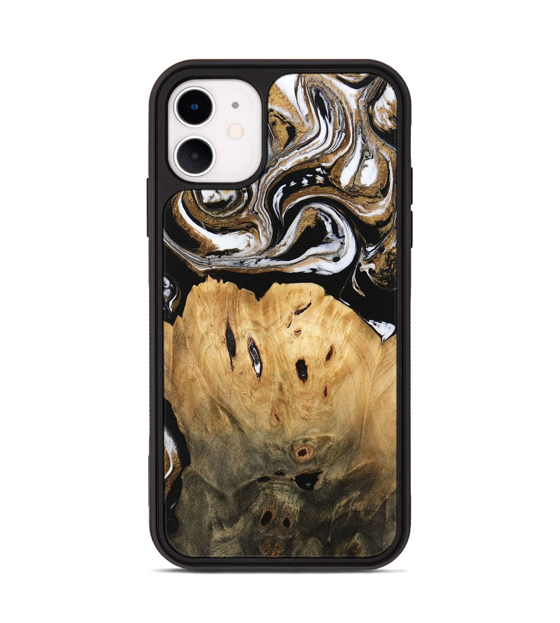 iPhone 11 Wood Phone Case - Lily (Black & White, 745844)