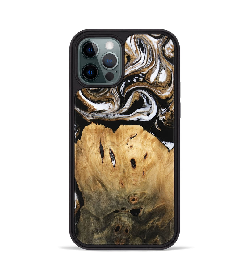 iPhone 12 Pro Wood Phone Case - Lily (Black & White, 745844)