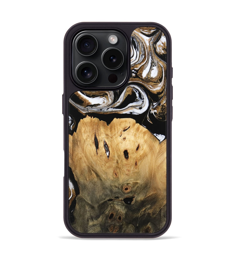 iPhone 16 Pro Wood Phone Case - Lily (Black & White, 745844)