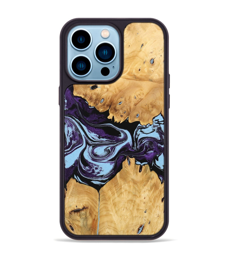 iPhone 14 Pro Max Wood Phone Case - Junius (Purple, 745864)