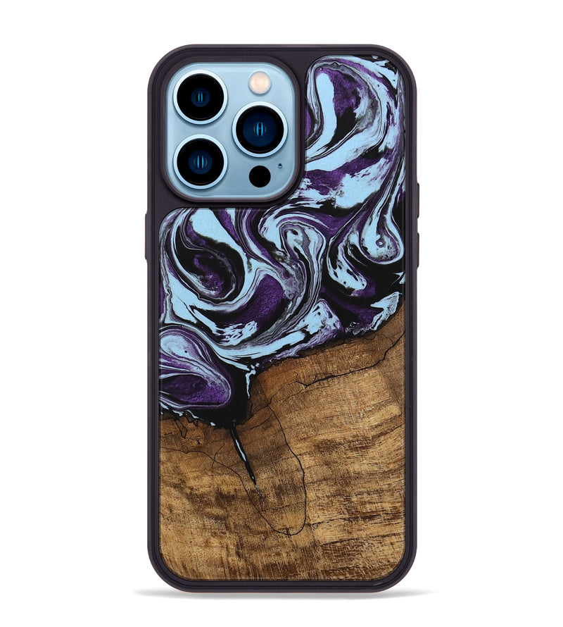 iPhone 14 Pro Max Wood Phone Case - Qiana (Purple, 745872)