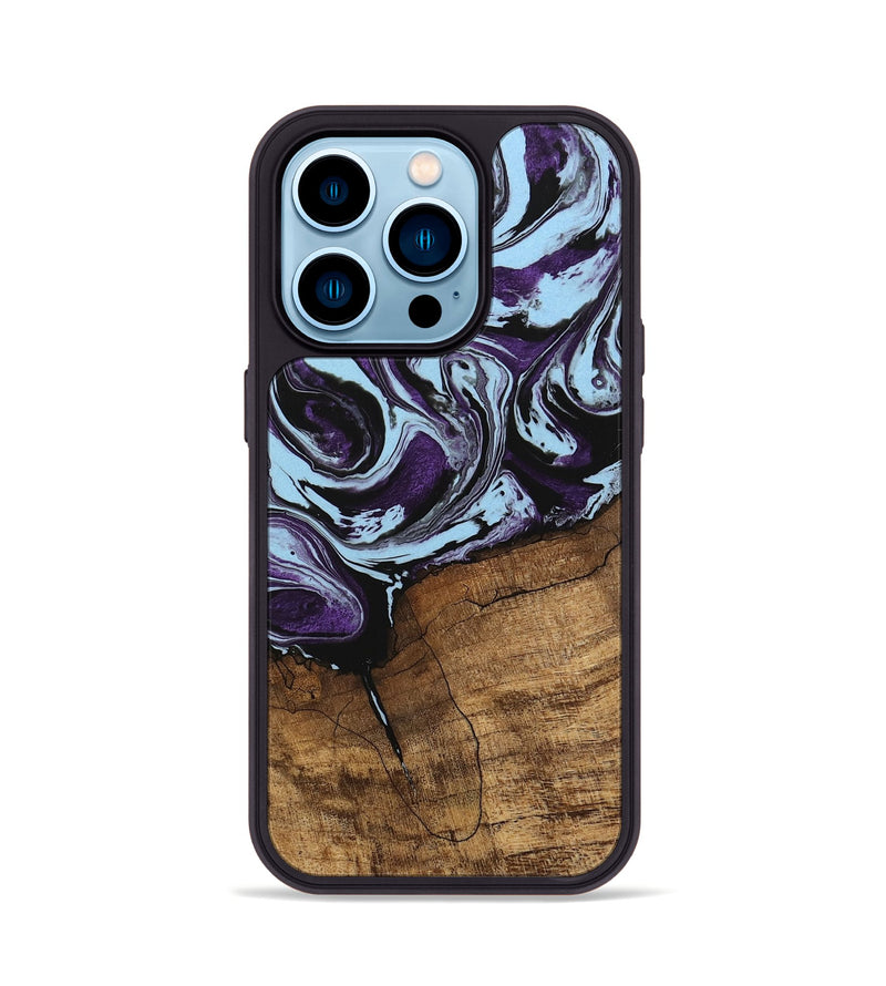 iPhone 14 Pro Wood Phone Case - Qiana (Purple, 745872)