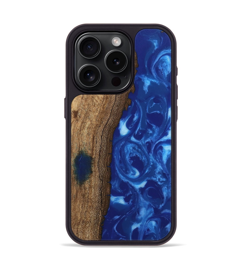 iPhone 15 Pro Wood Phone Case - Emogene (Blue, 745874)