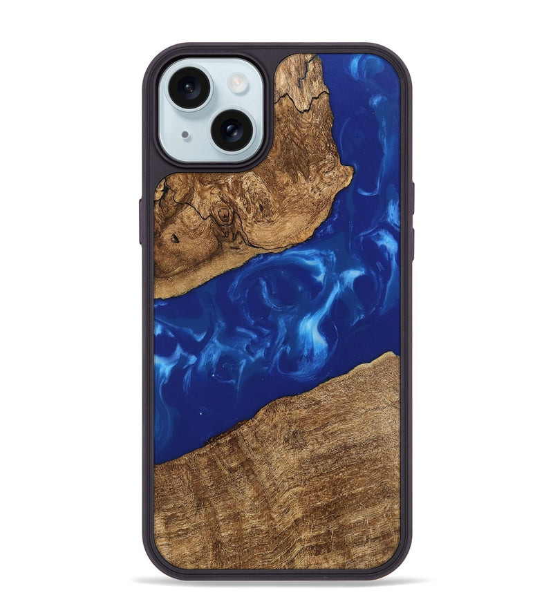 iPhone 15 Plus Wood Phone Case - Hollis (Blue, 745876)