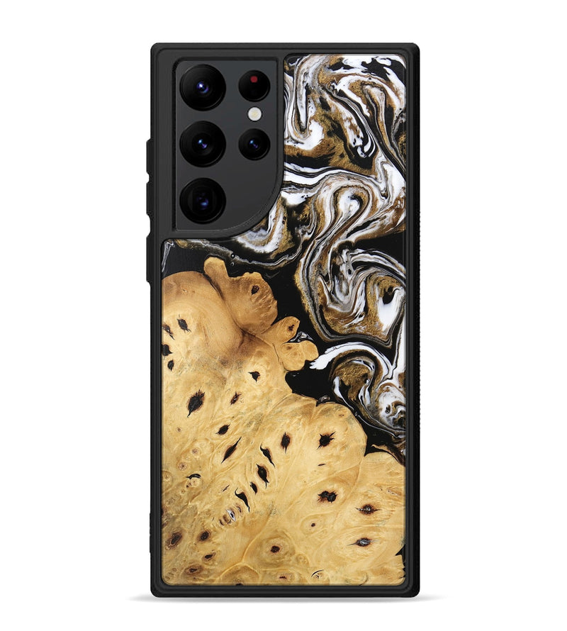 Galaxy S22 Ultra Wood Phone Case - Hailee (Black & White, 745908)