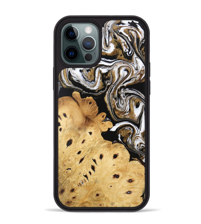 iPhone 12 Pro Max Wood Phone Case - Hailee (Black & White, 745908)