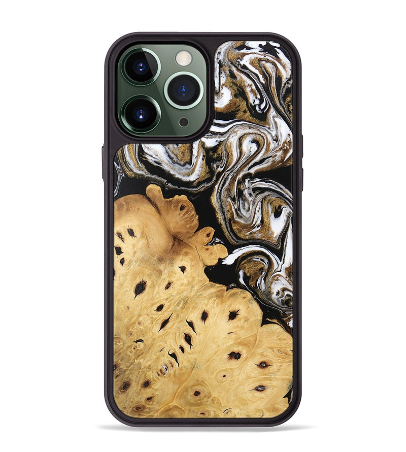 iPhone 13 Pro Max Wood Phone Case - Hailee (Black & White, 745908)