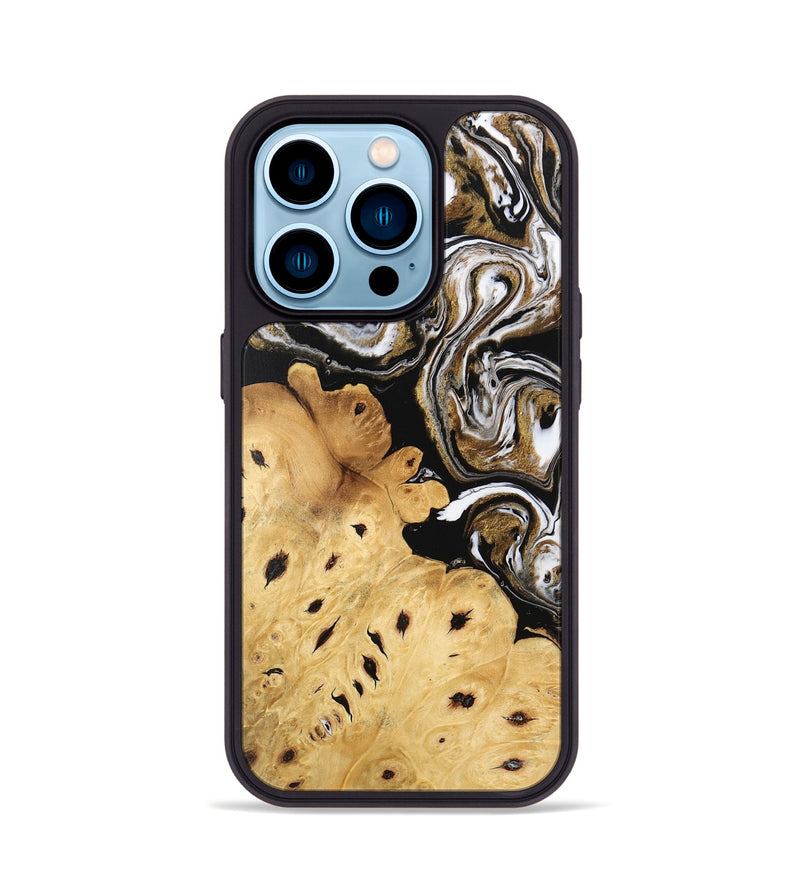 iPhone 14 Pro Wood Phone Case - Hailee (Black & White, 745908)