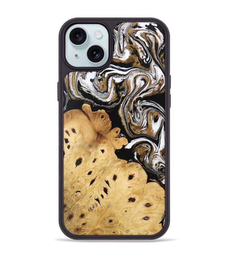 iPhone 15 Plus Wood Phone Case - Hailee (Black & White, 745908)