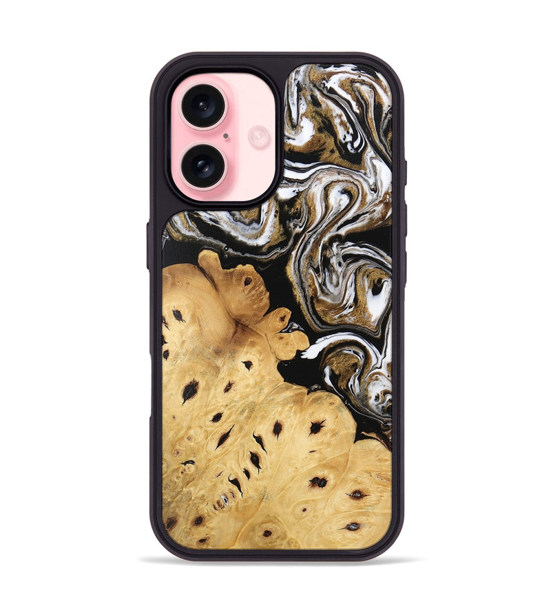 iPhone 16 Wood Phone Case - Hailee (Black & White, 745908)