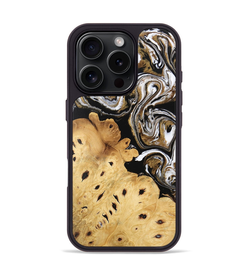 iPhone 16 Pro Wood Phone Case - Hailee (Black & White, 745908)