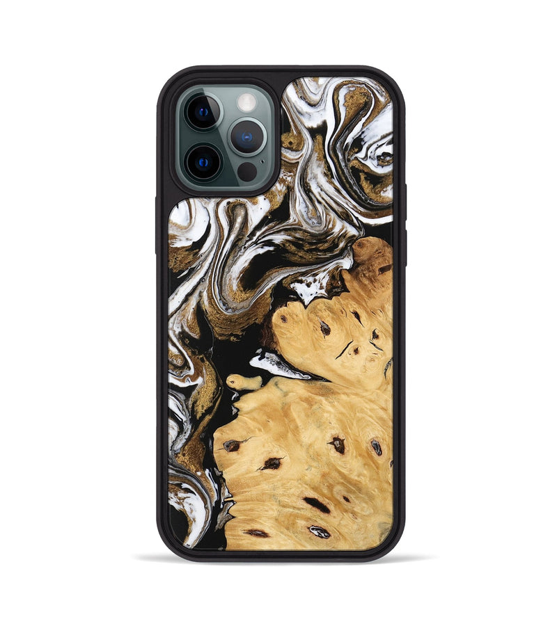 iPhone 12 Pro Wood Phone Case - Yael (Black & White, 745909)