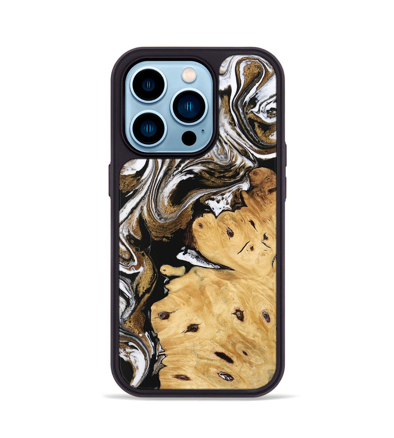 iPhone 14 Pro Wood Phone Case - Yael (Black & White, 745909)