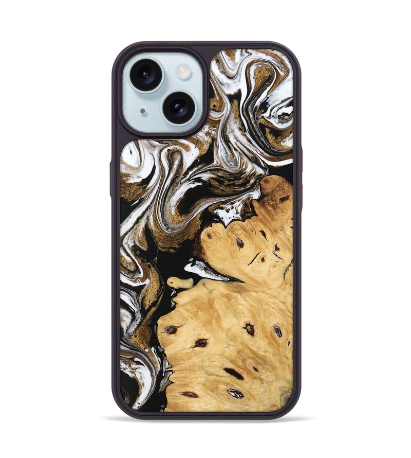 iPhone 15 Wood Phone Case - Yael (Black & White, 745909)