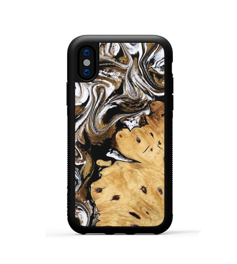 iPhone Xs Wood Phone Case - Yael (Black & White, 745909)