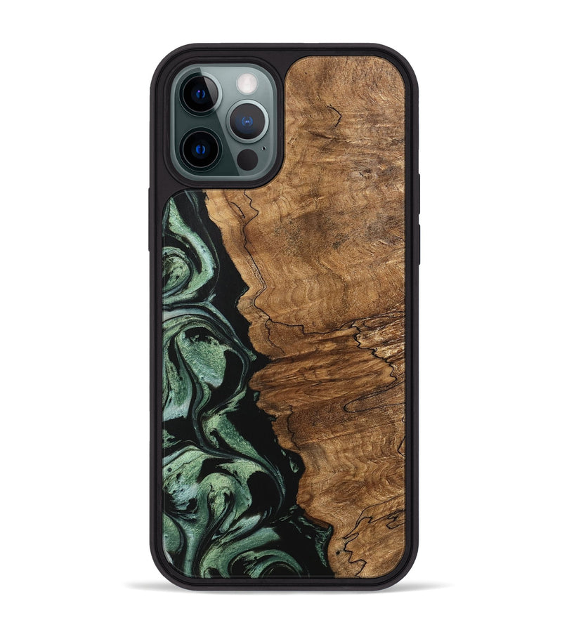 iPhone 12 Pro Max Wood Phone Case - Corine (Green, 745918)