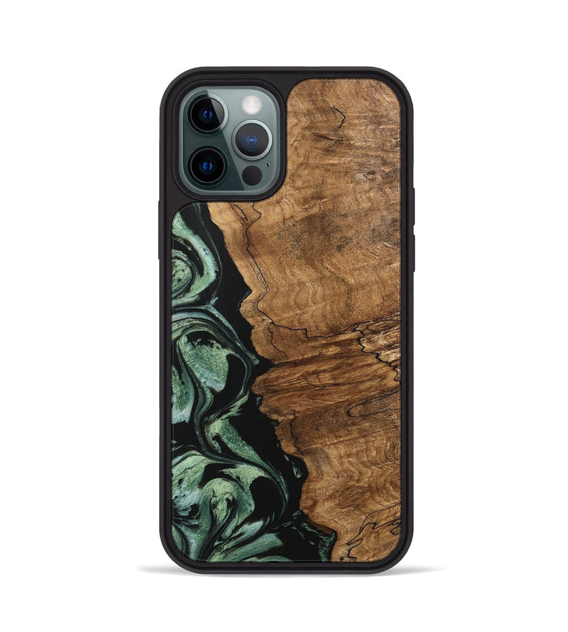 iPhone 12 Pro Wood Phone Case - Corine (Green, 745918)