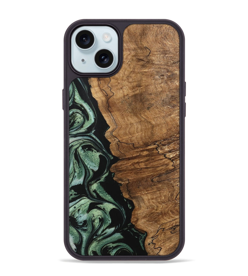 iPhone 15 Plus Wood Phone Case - Corine (Green, 745918)