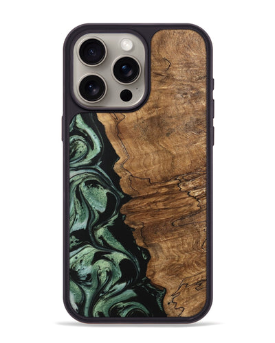 iPhone 15 Pro Max Wood Phone Case - Corine (Green, 745918)