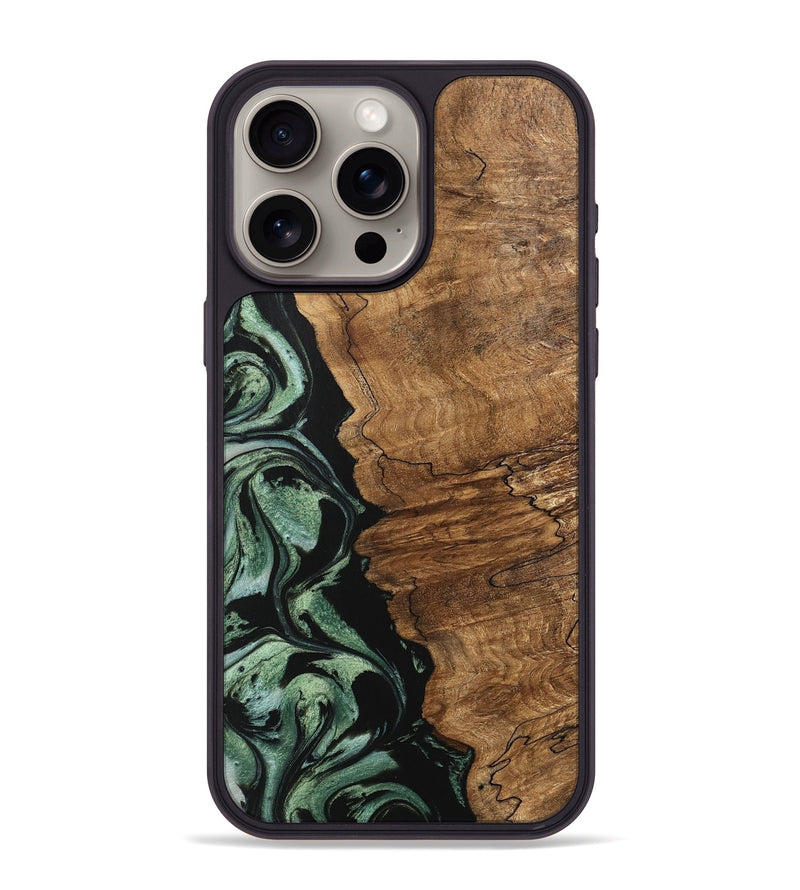 iPhone 15 Pro Max Wood Phone Case - Corine (Green, 745918)