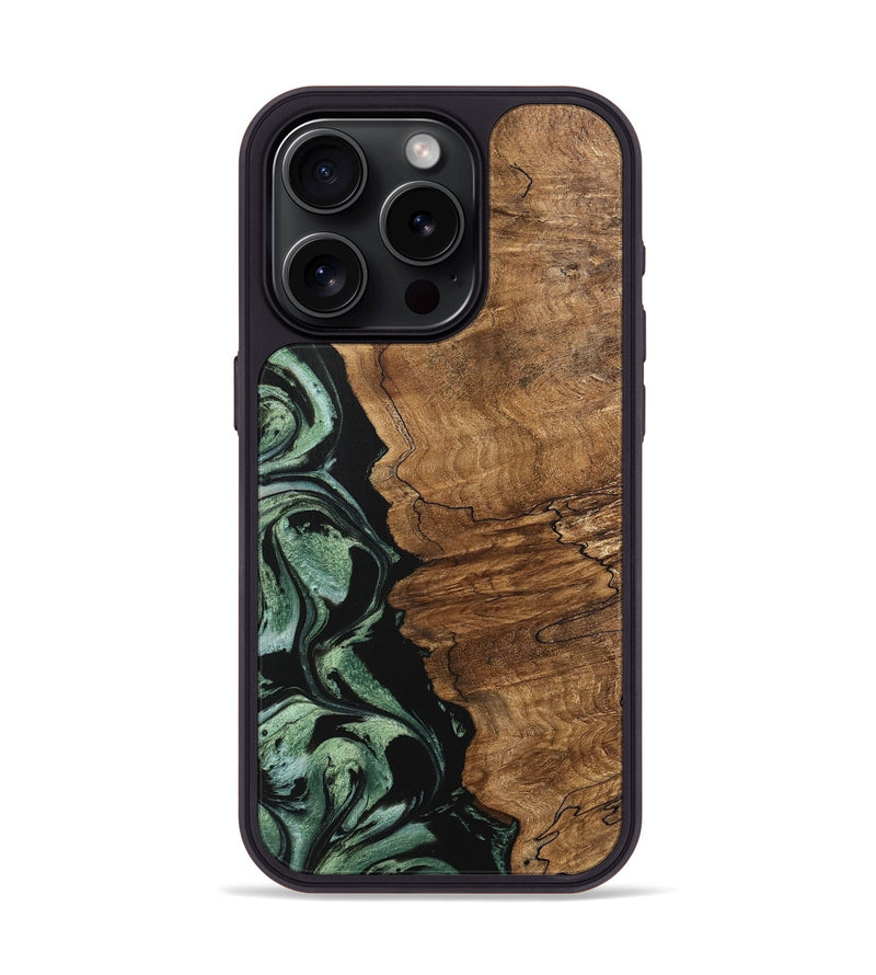 iPhone 15 Pro Wood Phone Case - Corine (Green, 745918)