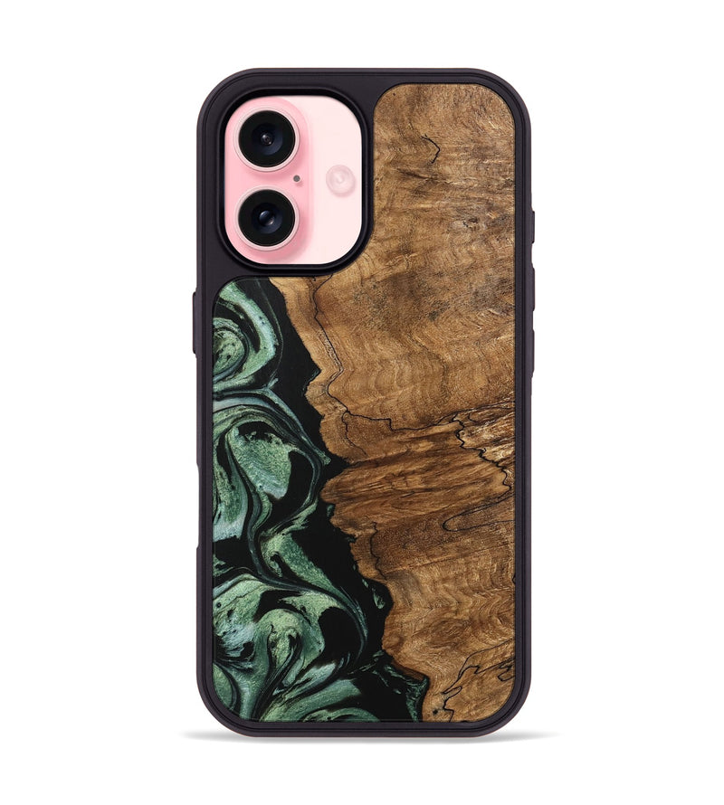 iPhone 16 Wood Phone Case - Corine (Green, 745918)