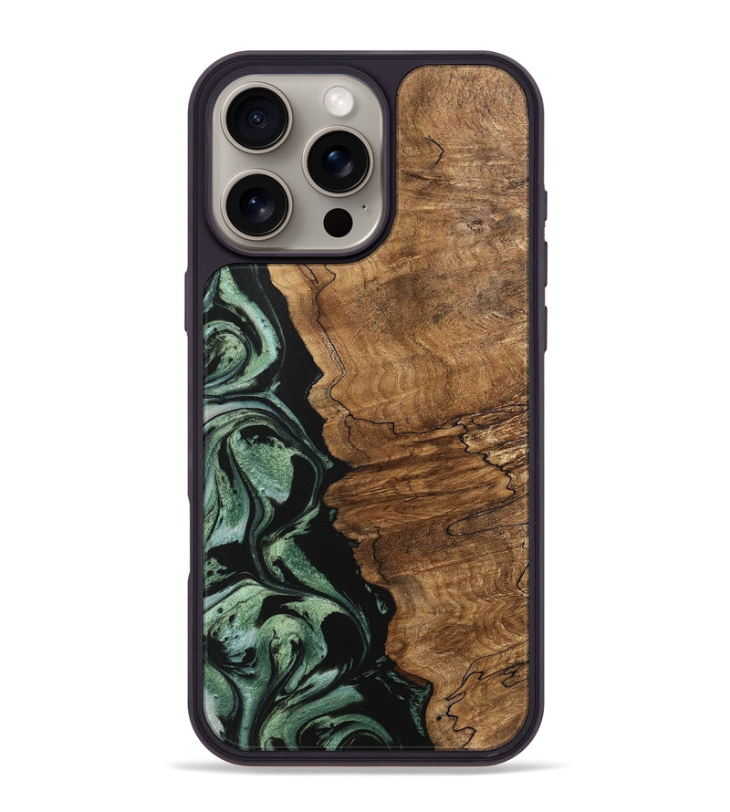 iPhone 16 Pro Max Wood Phone Case - Corine (Green, 745918)