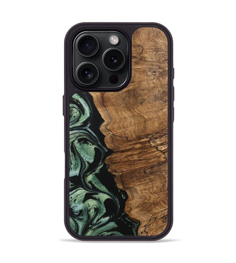 iPhone 16 Pro Wood Phone Case - Corine (Green, 745918)