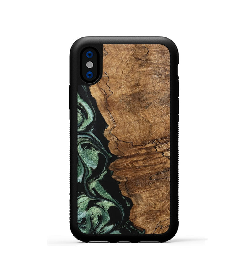 iPhone Xs Wood Phone Case - Corine (Green, 745918)