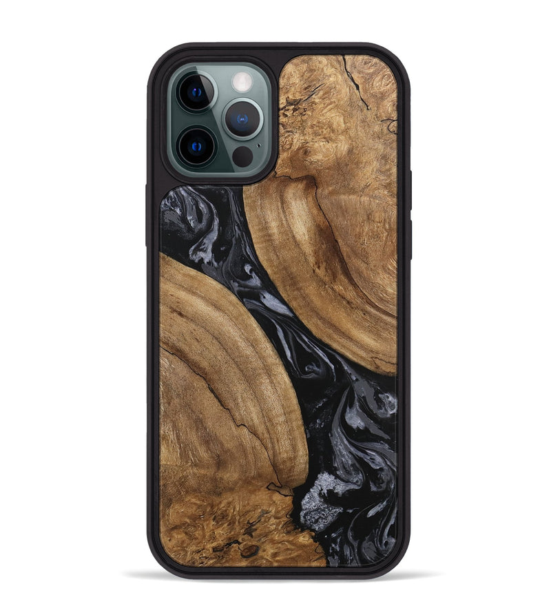 iPhone 12 Pro Max Wood Phone Case - Hyman (Black & White, 745919)