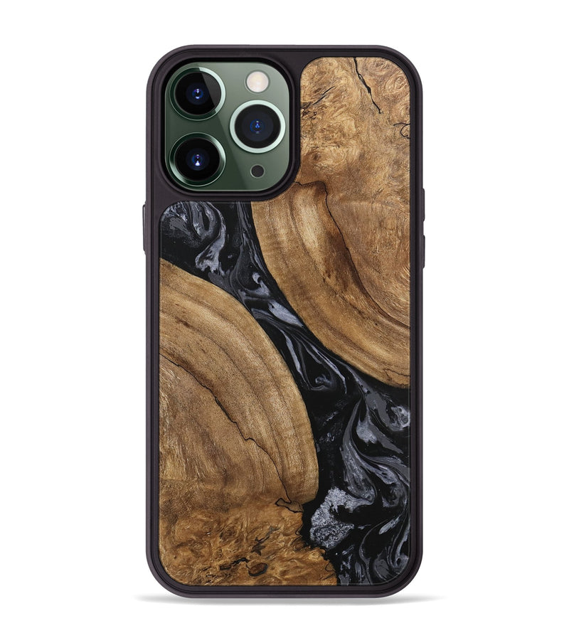 iPhone 13 Pro Max Wood Phone Case - Hyman (Black & White, 745919)