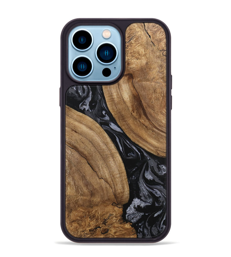 iPhone 14 Pro Max Wood Phone Case - Hyman (Black & White, 745919)