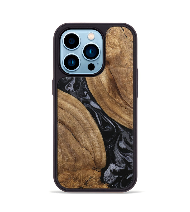 iPhone 14 Pro Wood Phone Case - Hyman (Black & White, 745919)