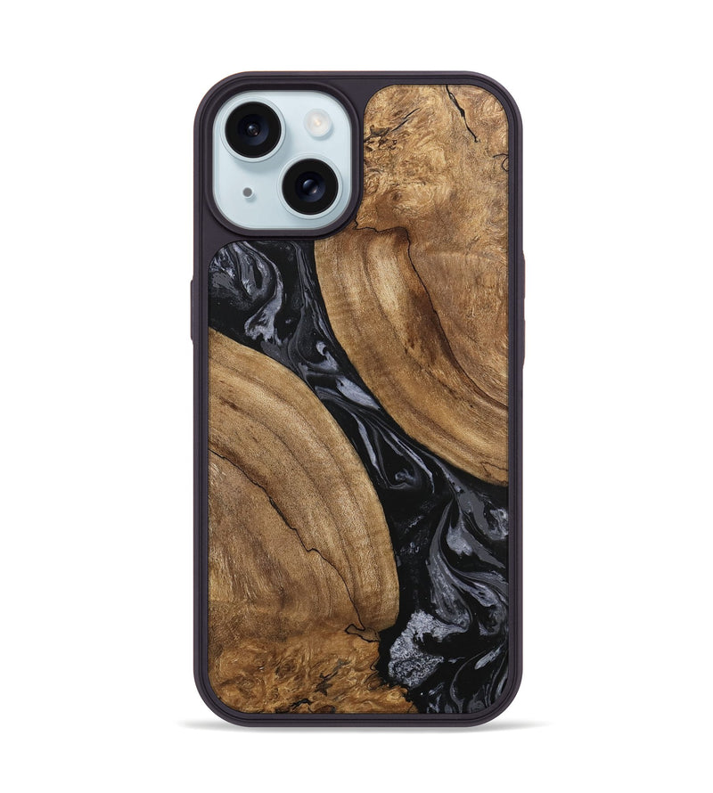 iPhone 15 Wood Phone Case - Hyman (Black & White, 745919)