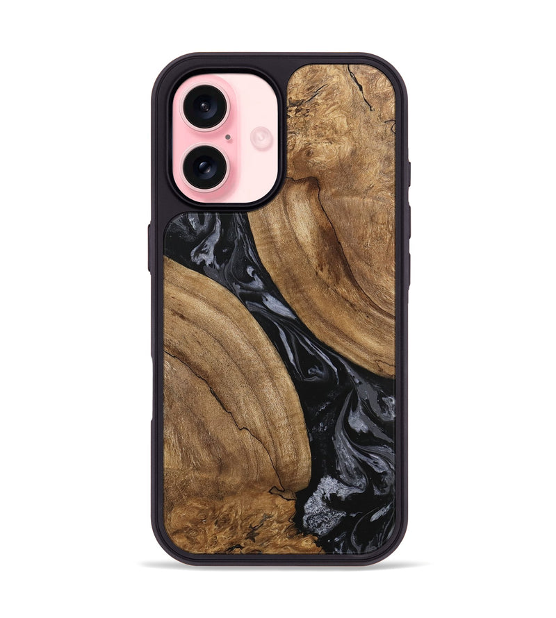 iPhone 16 Wood Phone Case - Hyman (Black & White, 745919)